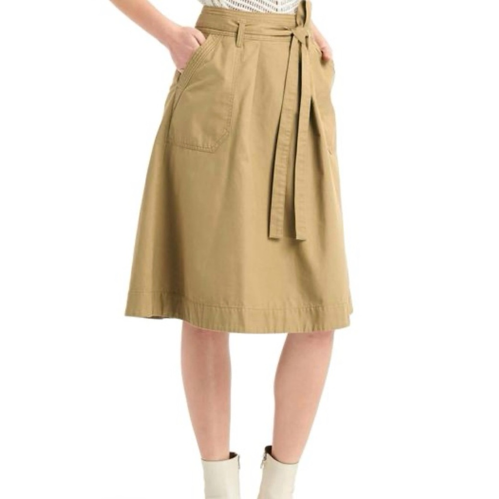 GAP Mission‎ Tan A-Line Utility Skirt with Tie Belt Size 6